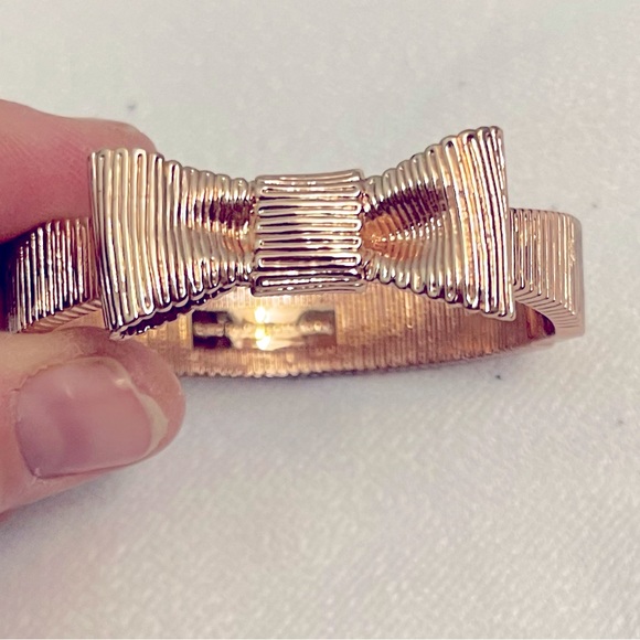 kate spade Jewelry Kate Spade New York Hinged Bangle Bow In Rose